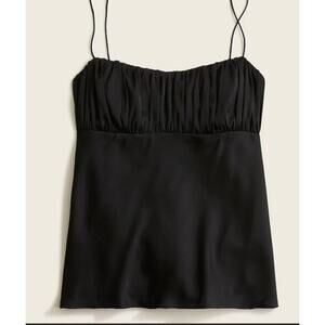 J.Crew NWT Gathered Stretch Silk Camisole Black Women's Size 12 BG670